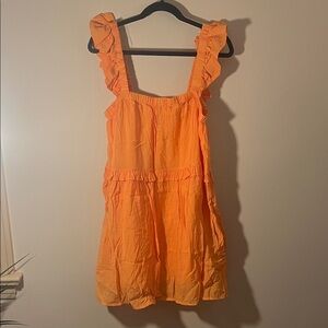Vibrant Orange Ruffled Mini Dress
